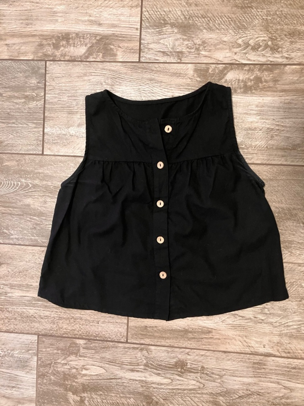 Black Button-Front Sleeveless Top